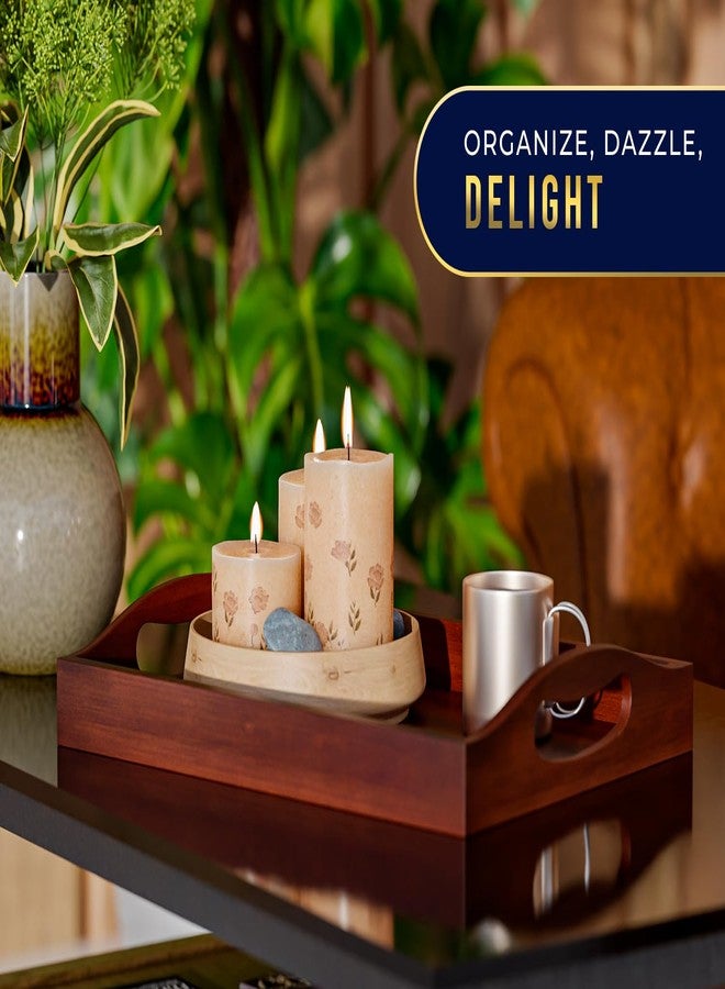 كومفيفي صواني تقديم من الخيزران من كومفيفي - طقم من 3 صواني عثمانية للطعام والضيافة والديكور - لون بني بسيط - Image 5