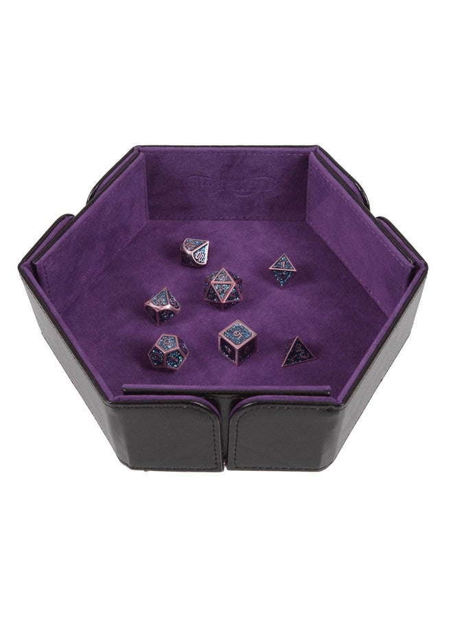 Forged Dice Co. 6.5 Inch Magnetic Folding Dice Tray - Portable Folding Dice Rolling Tray for use as DND Dice Tray D&D Dice Tray or Dice Game - Quiets Rolling Metal Dice and Folds Flat - Purple - Image 2