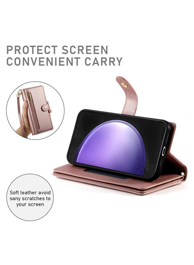 S-TOP Case For Samsung Galaxy S23 FE 5G Nine Card-slot Zipper Wallet Bag Leather Phone Case - Image 4