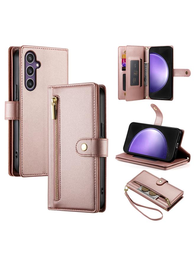 S-TOP Case For Samsung Galaxy S23 FE 5G Nine Card-slot Zipper Wallet Bag Leather Phone Case - Image 1
