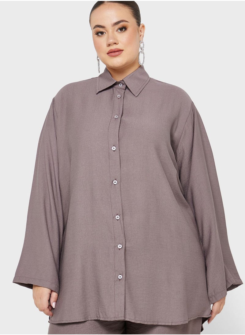Hayas Closet Curve - Button Down Shirt & Abaya Set - Image 1
