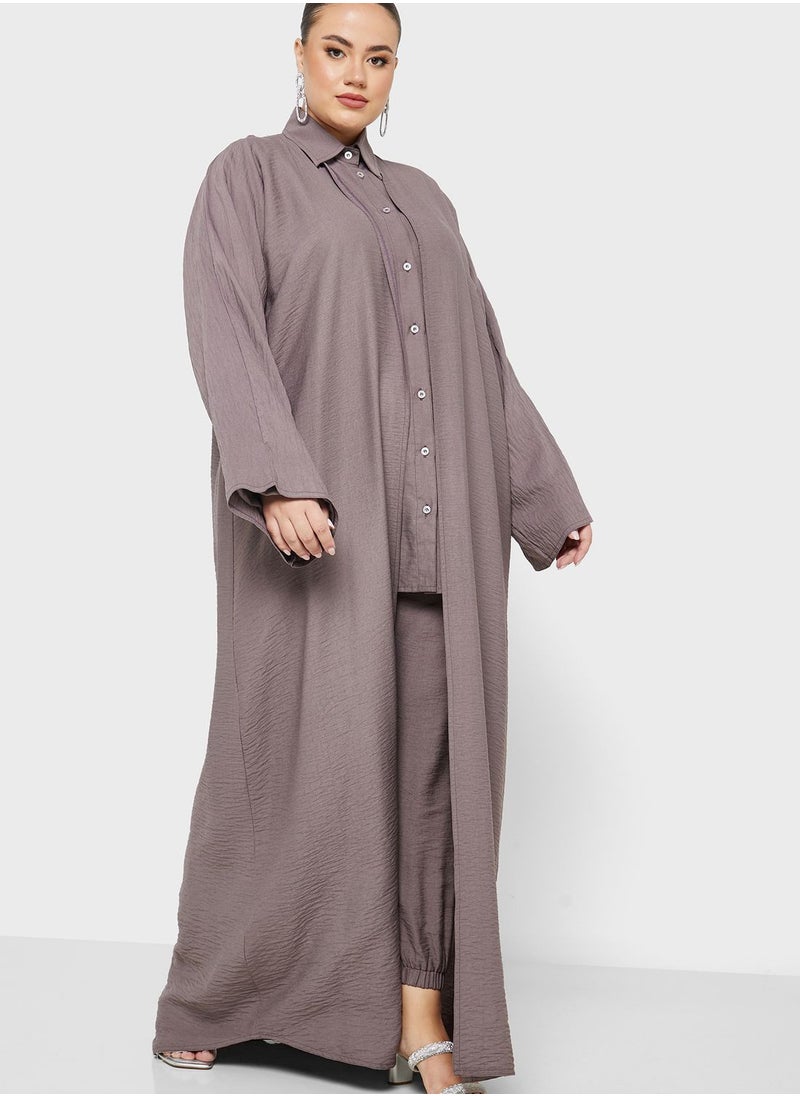Hayas Closet Curve - Button Down Shirt & Abaya Set - Image 1