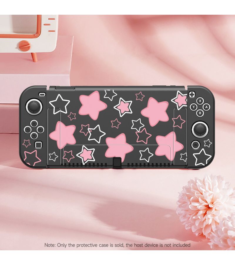 For Nintendo Switch Lite Black Protective Case Durable Thermoplastic Polyurethane Scratch Resistant Fingerprint Resistant Dustproof Soft Texture Portable Gaming Console Cover Star Print Design - Image 1