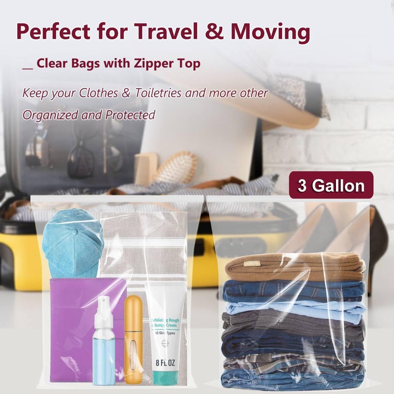 Cupplation Large Plastic Bags With Zipper Top,3 Gallon,16" x 18",10 Pack,Extra Large Storage Packing for Clothes,Travel, Moving, Large Reusable bags,Heavy-Duty,BPA-Free, 2-mil Thick Clear Plastic - Image 5