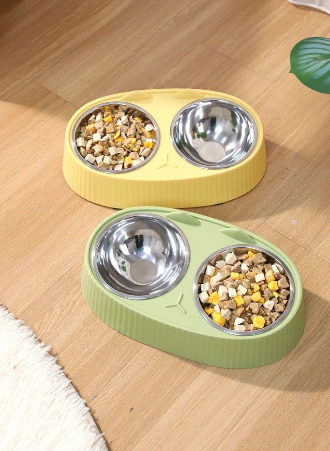 Double Pet Bowls Durable Stainless Steel Pet Bowl with No-Slip Cute Modeling, Food Water Feeder for Puppy Cats(Blue) - Image 3