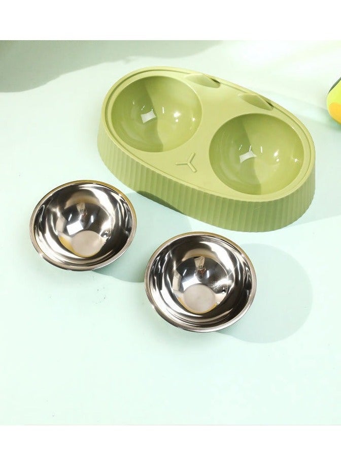 Double Pet Bowls Durable Stainless Steel Pet Bowl with No-Slip Cute Modeling, Food Water Feeder for Puppy Cats(Blue) - Image 5
