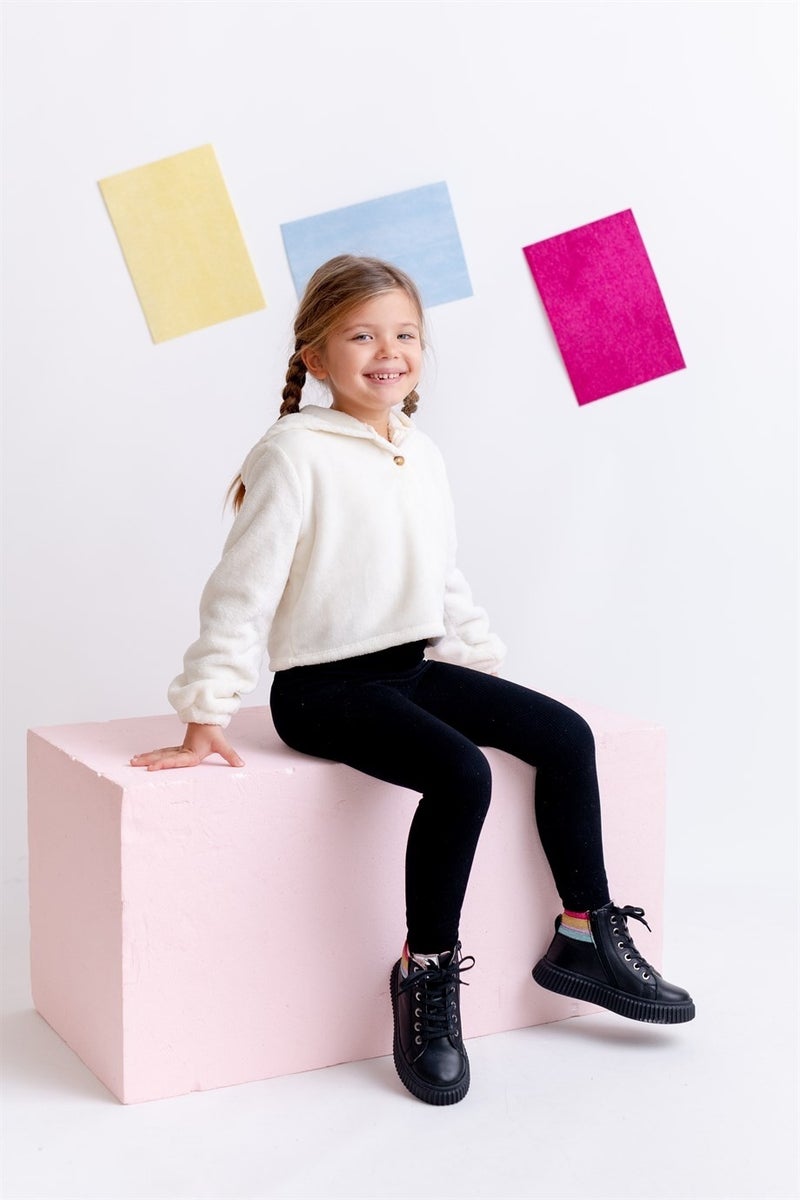 Kids A More Angel Laced and Zippered Leather Girls Boots Black - Image 5