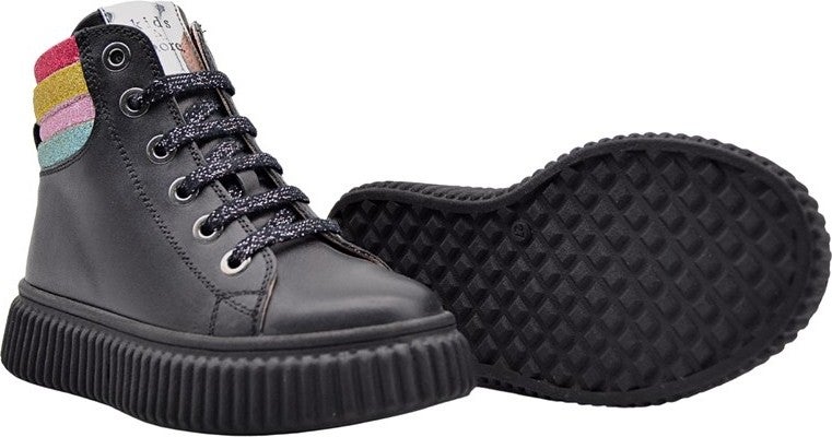 Kids A More Angel Laced and Zippered Leather Girls Boots Black - Image 4