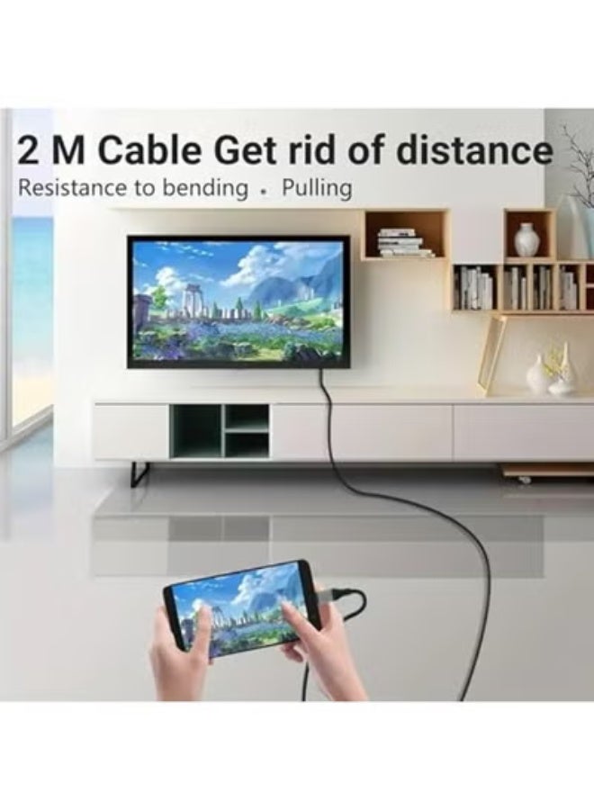 كابل USB-C إلى HDMI بدقة 4K فائق الوضوح – بطول 2 متر – توصيل وتشغيل فوري – هيكل معدني متين – متوافق مع اللابتوبات وأجهزة الأندرويد - Image 1
