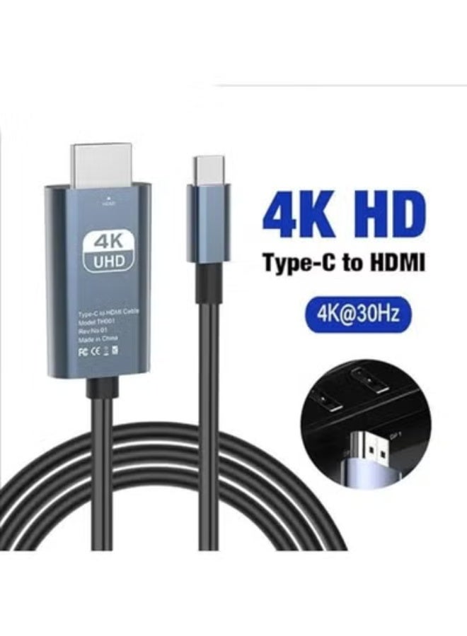 كابل USB-C إلى HDMI بدقة 4K فائق الوضوح – بطول 2 متر – توصيل وتشغيل فوري – هيكل معدني متين – متوافق مع اللابتوبات وأجهزة الأندرويد - Image 4