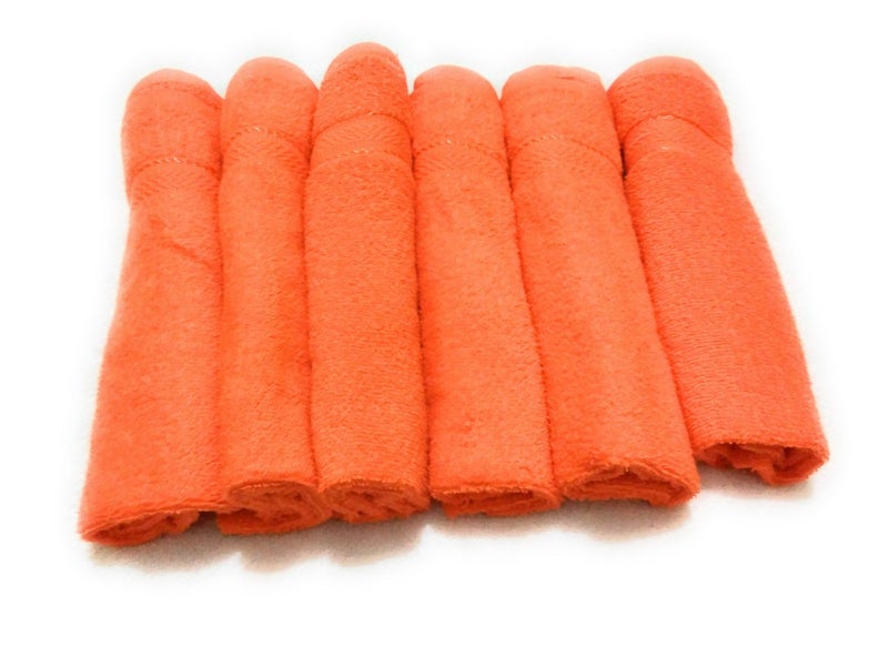 Cotton Colors Cotton Hand Towel (Pack of 6, Large Size, Orange)_D28 - Image 1