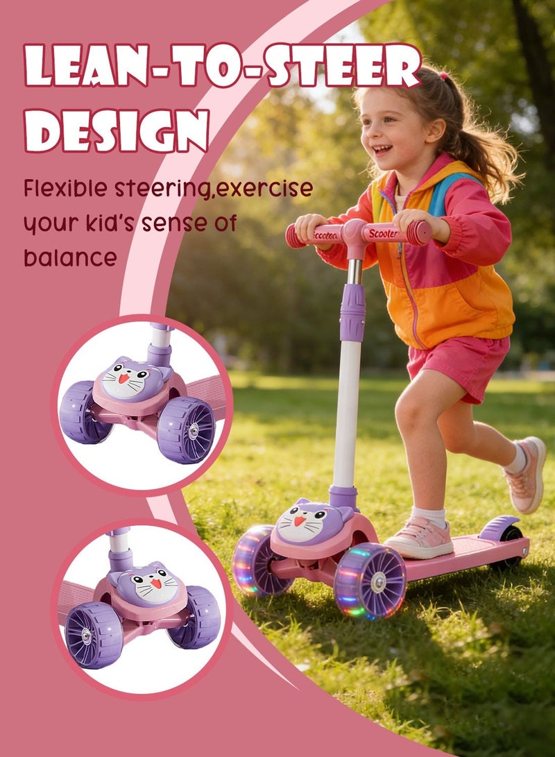 شور سكيت كيك للطفل، بعجلات متوهجة ومركبة قابلة للطي مع إمكانية ضبط الارتفاع، سكيت كيك مع موسيقى وإضاءة للفتيان والبنات من عمر 1 إلى 6 سنوات، داخل وخارج المنزل - Image 5