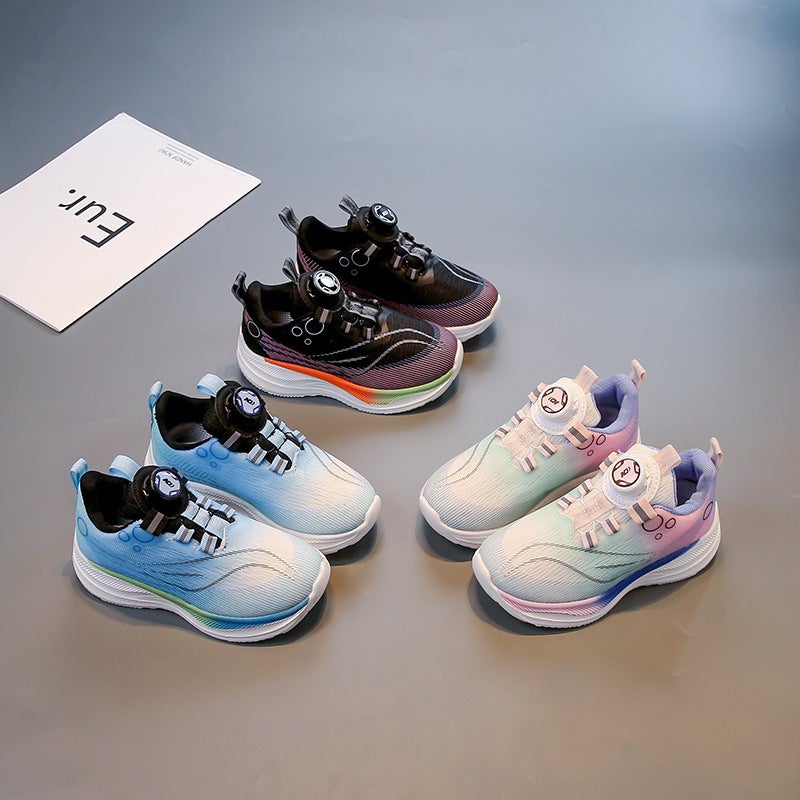 Girls' Children'S 2025 Sneakers Korean Style Running Shoes Versatile Thick-Soled Trendy Fashion Knob Children'S Shoes Toddler Shoes - Image 4
