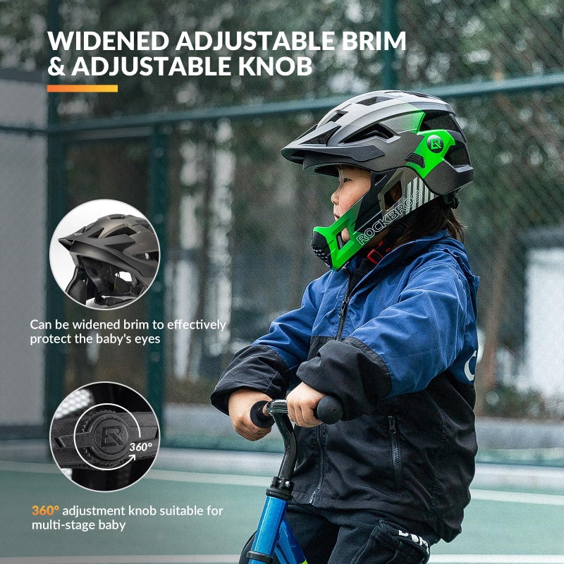 ROCKBROS Kids Bike Helmet Adjustable Detachable Full Face Bike Helmet for Children Bicycle, Skateboard, Scooter, Protective Gear - Image 5
