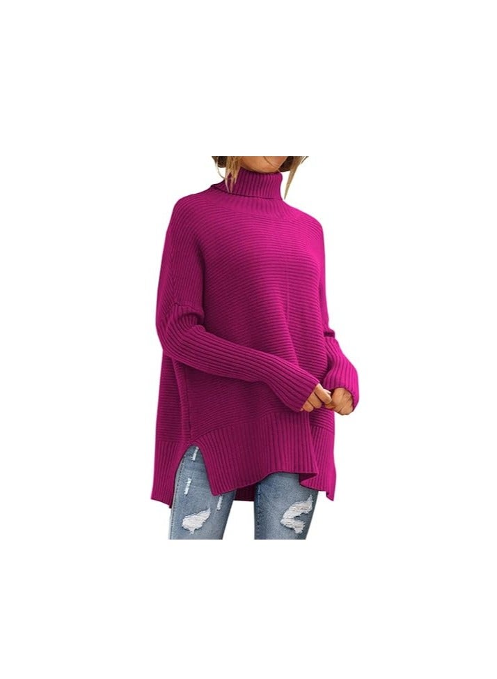 Trendy Oversized Turtleneck Sweater for Women Long Knitted Cozy Pullover Sweaters  - Image 1