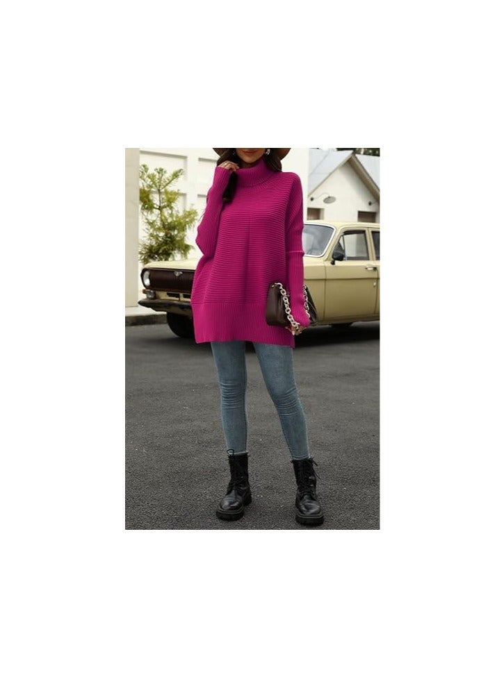 Trendy Oversized Turtleneck Sweater for Women Long Knitted Cozy Pullover Sweaters  - Image 3