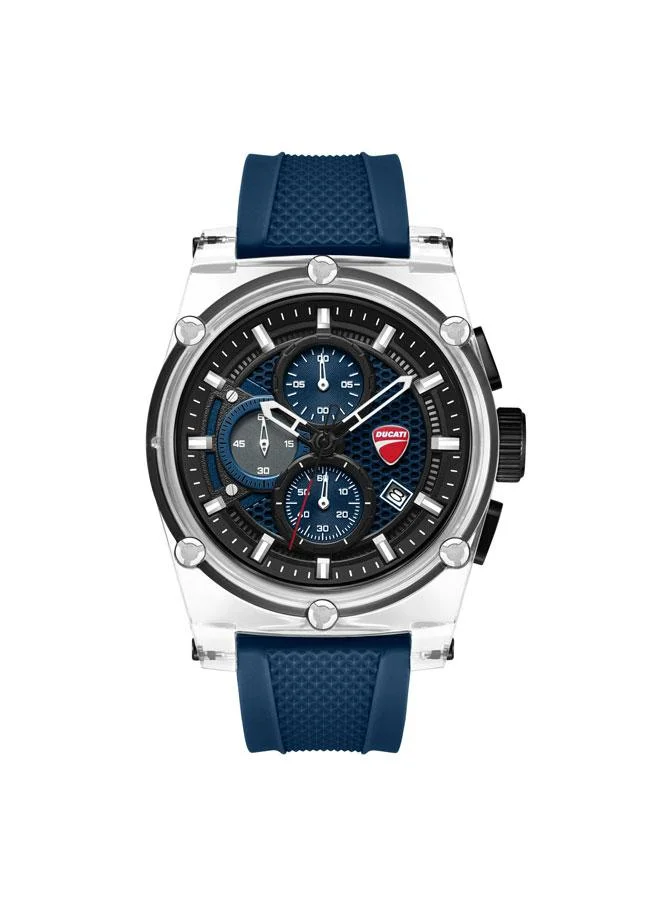 Ducati DT010 Blue Dial Blue Silicone Strap Chronograph Watch for Men - 56mm