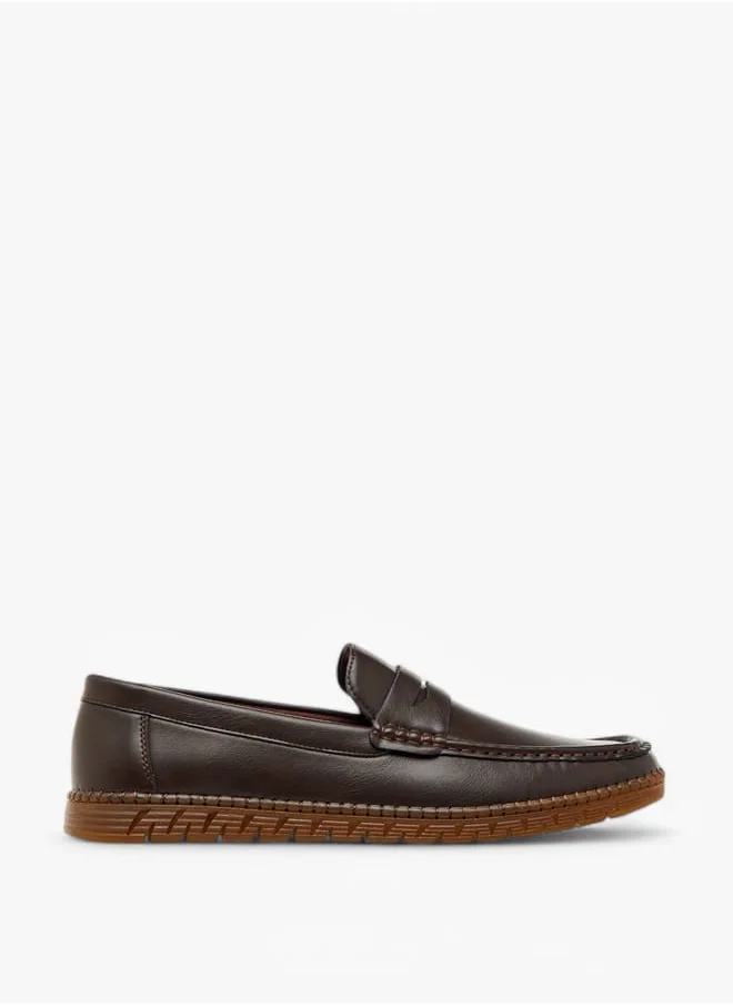 LBL by Shoexpress Men's Textured Slip-On Loafers with Cutout Detail