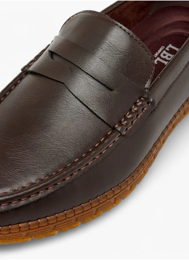 LBL by Shoexpress Men's Textured Slip-On Loafers with Cutout Detail