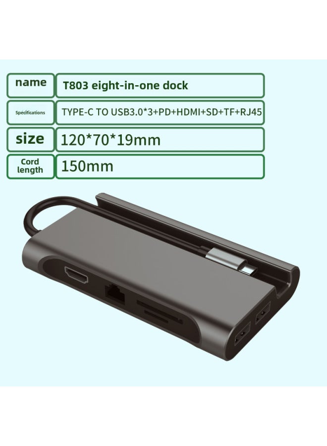 Neutral New Usbhub Multi-port Extender Sd Card Tf Card Eight-in-one Docking Station Hdmi Converter Gigabit Expansion Dock - Image 1