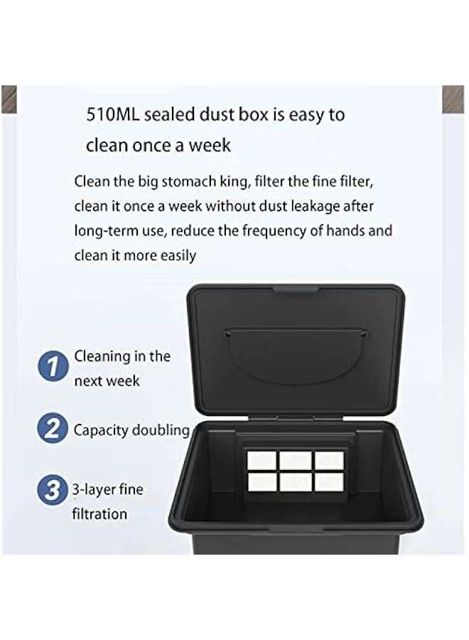 Robot vacuum cleaner with mop, app controlled, 90 minutes of battery life, ultra-thin body design, USB charging, automatic vacuuming, suitable for hard pet hair, 3-in-1 multiple cleaning modes, suitable for home office use, color: black - Image 4