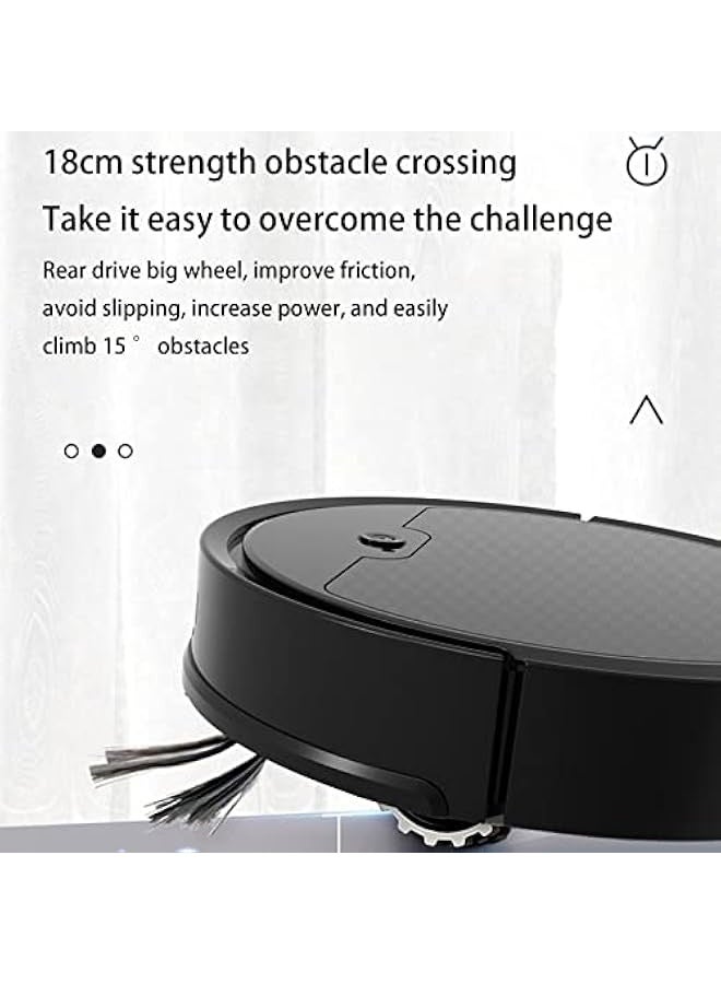 Robot vacuum cleaner with mop, app controlled, 90 minutes of battery life, ultra-thin body design, USB charging, automatic vacuuming, suitable for hard pet hair, 3-in-1 multiple cleaning modes, suitable for home office use, color: black - Image 5