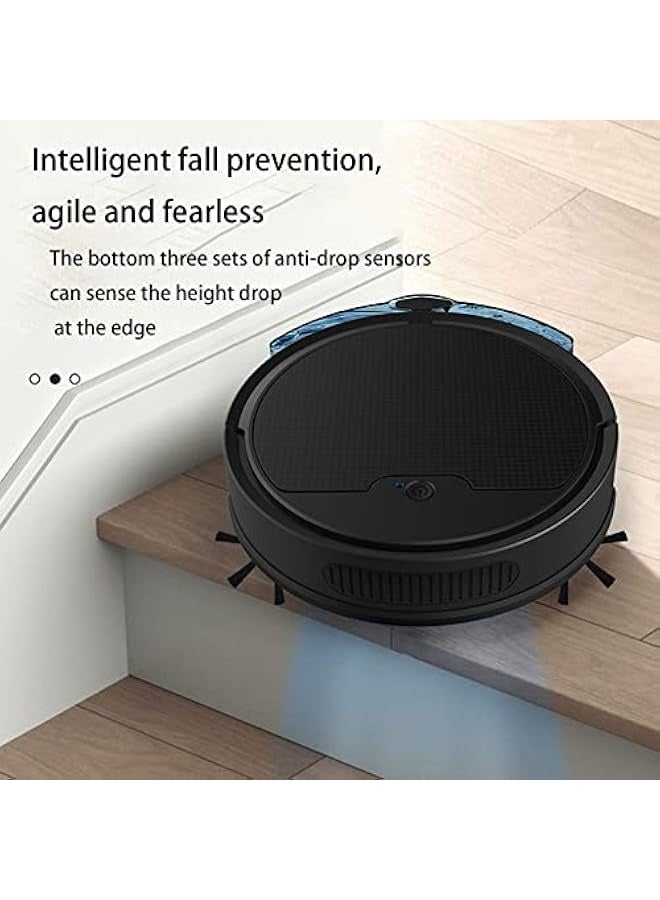 Robot vacuum cleaner with mop, app controlled, 90 minutes of battery life, ultra-thin body design, USB charging, automatic vacuuming, suitable for hard pet hair, 3-in-1 multiple cleaning modes, suitable for home office use, color: black - Image 3