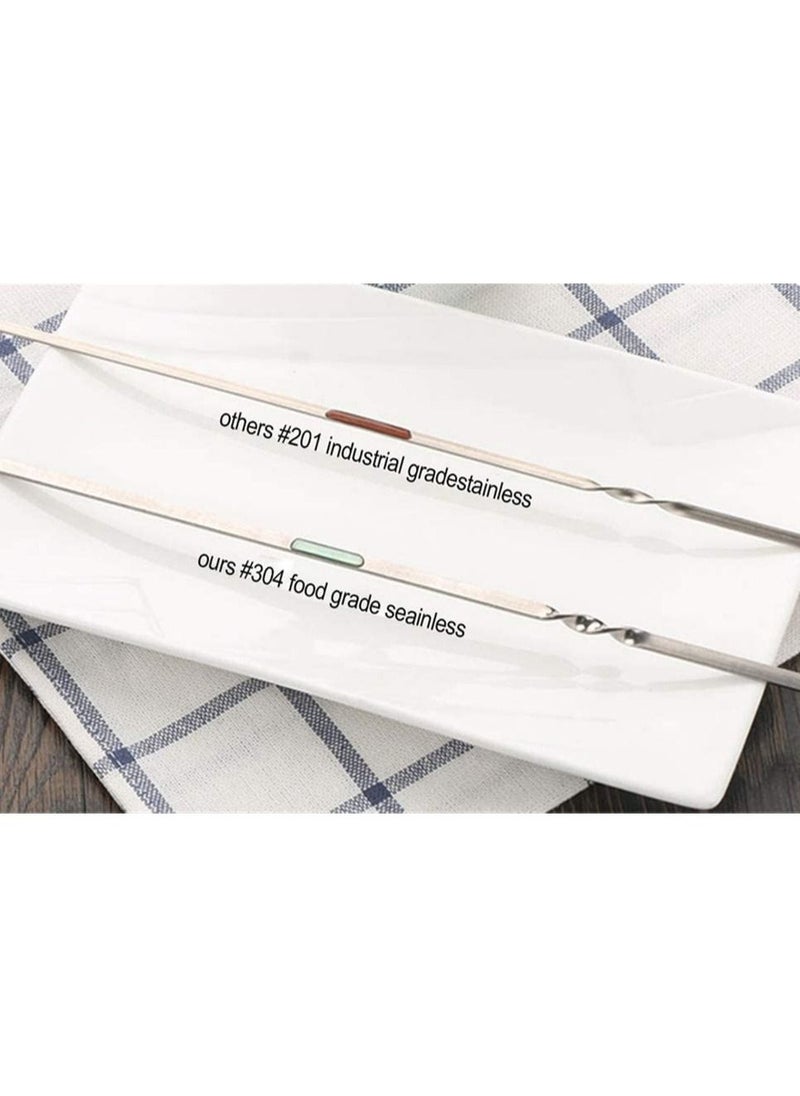 SYOSI Metal Skewers for Grilling Kabob Skewers Flat Barbecue Skewer Stainless Steel Shish Kebob Sticks Grilling Skewers Set, Reusable BBQ Sticks for Shrimp Chicken Vegetable (12 Pcs, 14 Inch)  - Image 4