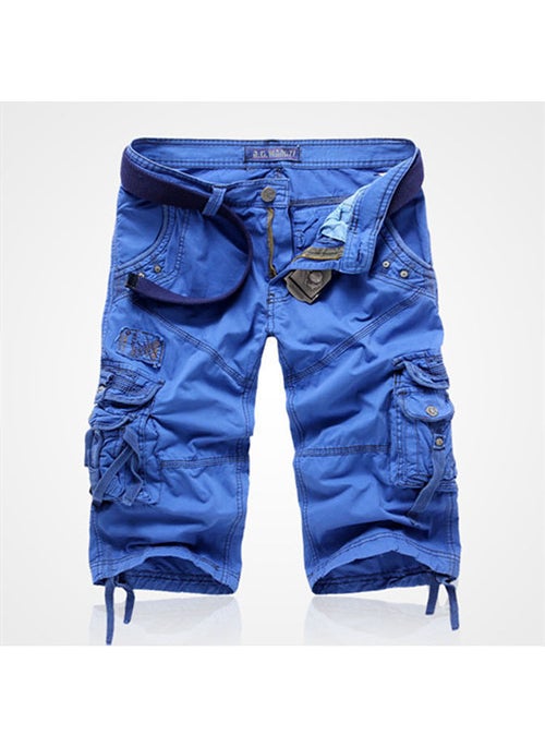 Generic - New Hot Sale Of The Season Mens Workwear Shorts Loose Casual Seven-Foot Pants Large Size Comfortable Loose Trousers for Men Kor Blue - Image 1