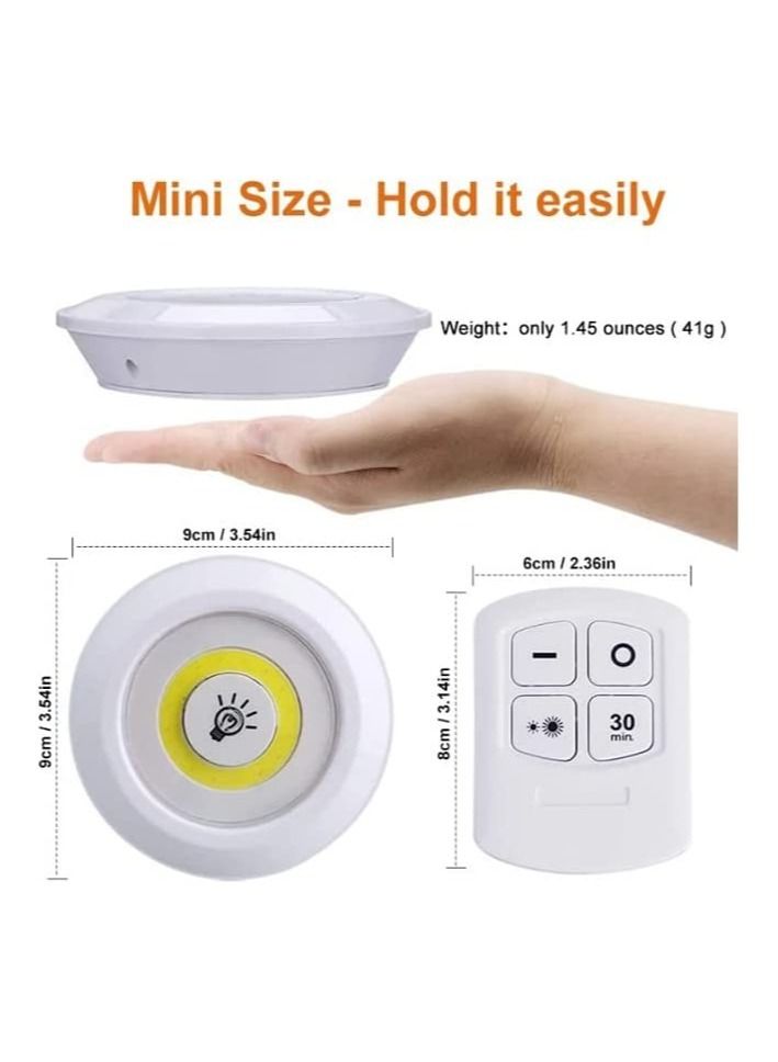 Stick On Dimmable Mini LED Lights, Under Cabinet Light, Battery Operated Closet Wall Lamp with Remote, for Bedroom Kitchen, Set of 3. - Image 2