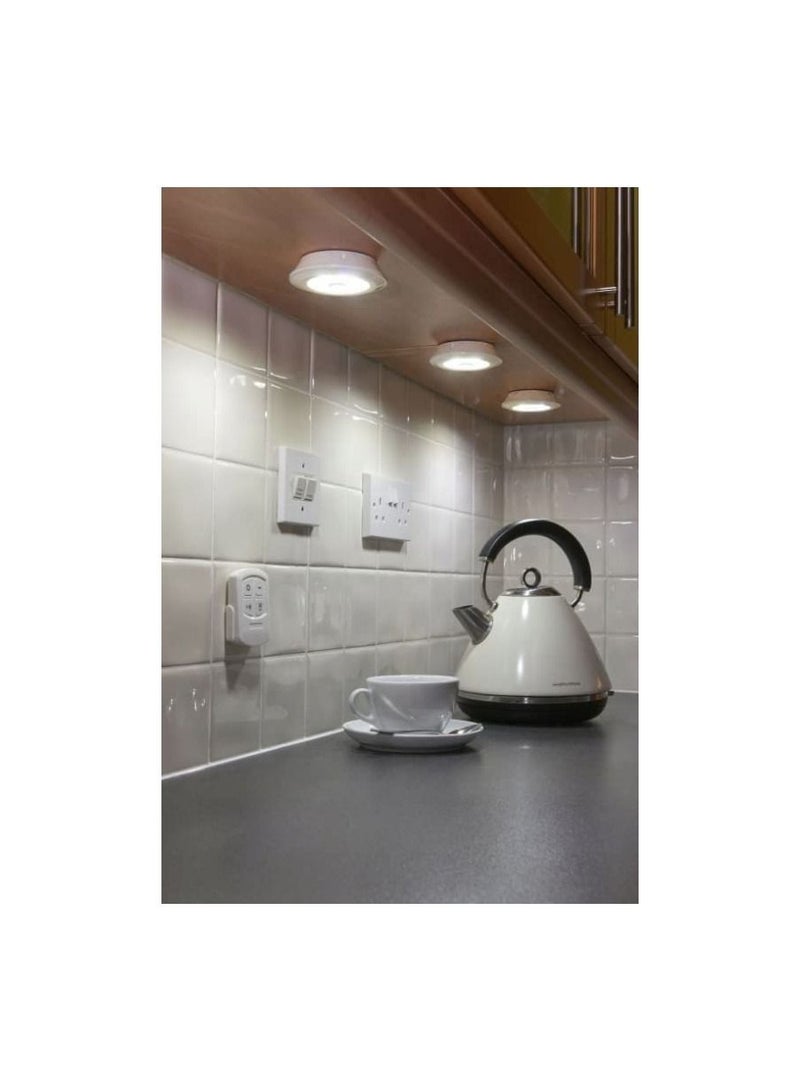 Stick On Dimmable Mini LED Lights, Under Cabinet Light, Battery Operated Closet Wall Lamp with Remote, for Bedroom Kitchen, Set of 3. - Image 4
