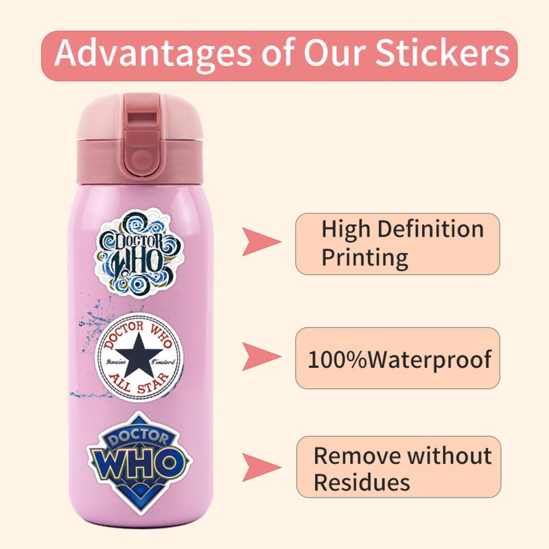 LTZSTONE Doctor Who Stickers 110pcs Decals for Laptops Water Bottles Toys and Gifts for Teens,Girls,Perfect for Laptop,Phone,Skateboard,Travel| Extra Durable Vinyl (DR100) - Image 2