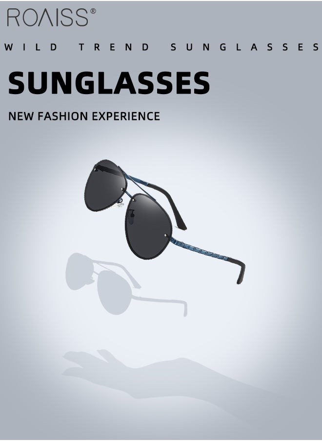 roaiss - Men's Polarized Aviator Sunglasses, UV400 Protection Sun Glasses, Stainless Steel and TR 90 Frame, Fashion Anti-glare Driver Driving Mirrors for Men Outdoor Fishing, Traveling, Blue, 60mm - Image 1