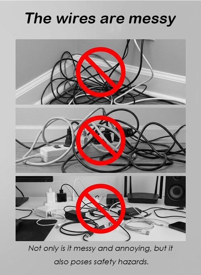 Ssovi 7-Slot Silicone Cable Organizer, 3M Self-Adhesive Desk Cord Holder & Wire Management Clip for USB Power Cables in Home, Office & Car (Black) - Image 2