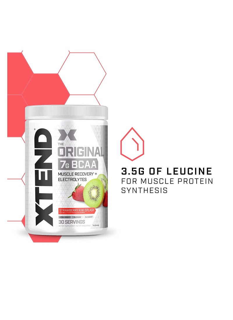 XTEND - Scivation Xtend BCAAs (قبل التمرين، 7 جرام BCAAs، 0 جرام كربوهيدرات، سكر - 390 جرام، 30 وجبة (فراولة وكيوي) - Image 1