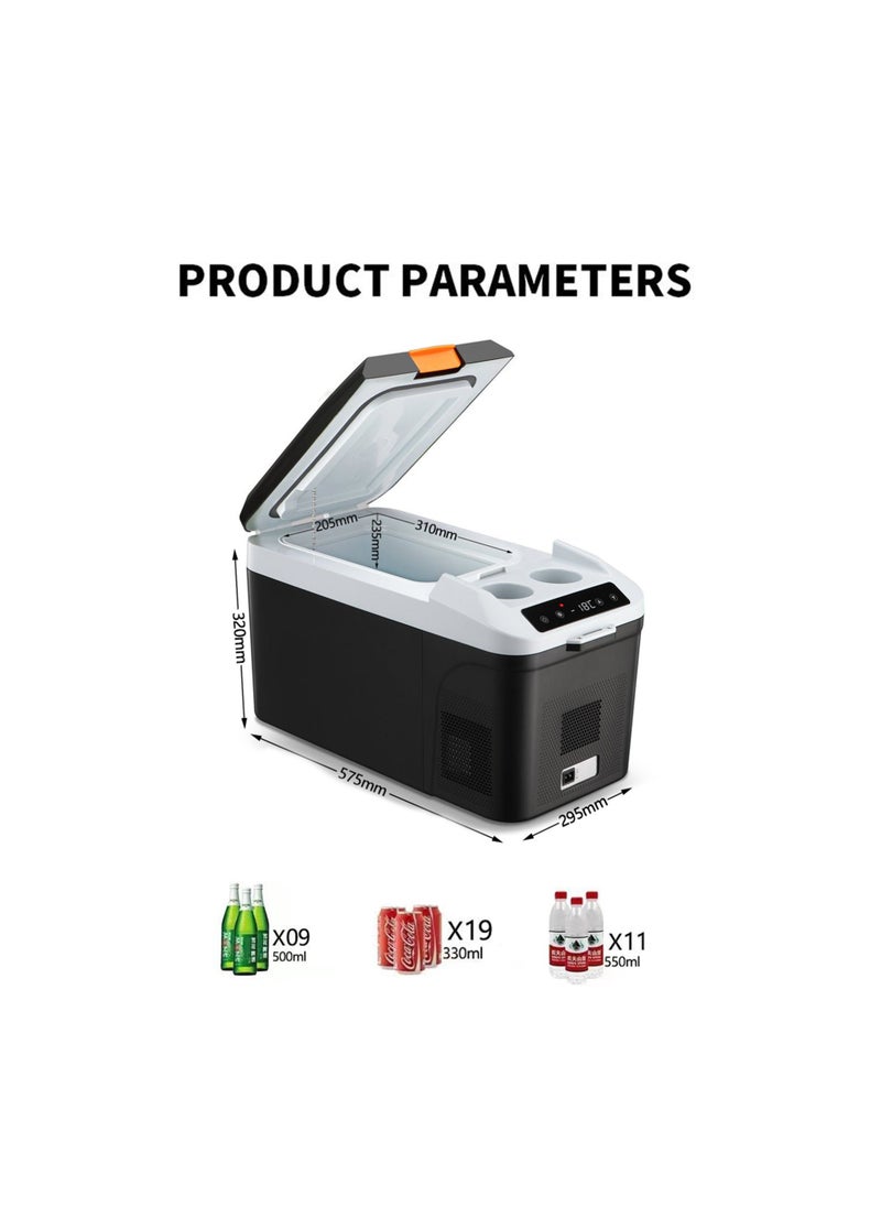 Crony - CRONY AQ-16L Portable Freezer, 12 Volt Car Refrigerator, 16 Litre Fast Cooling 12V Car Fridge -22°C to 20°C, Car Cooler, 12/24V DC and 100-240V AC for Outdoor, Camping, RV, Truck, Boat with Battery - Image 1
