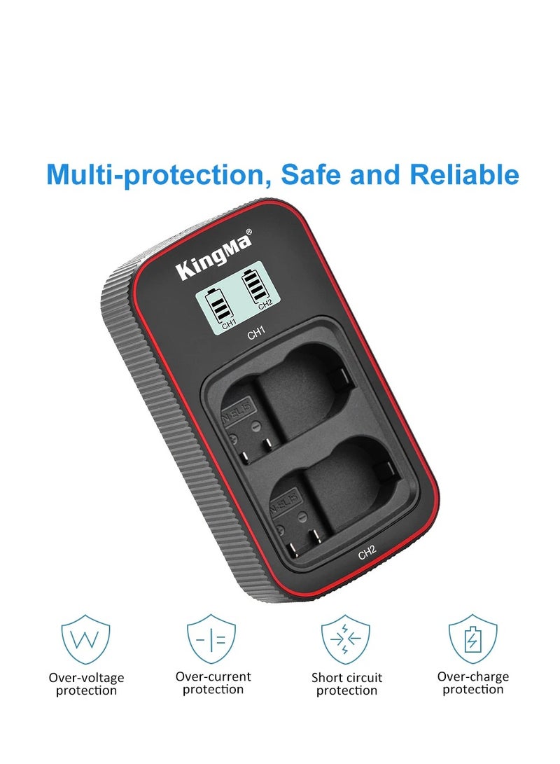 KingMa EN-EL15 EN EL15 Battery LCD USB Dual Charger with 2 Batteries Kit Replecement Battery and Charger For Nikon Z5 Z6 Z6II Z7 Z7II D500 D600 D610 D750 D780 D800 D800E D810 - Image 3