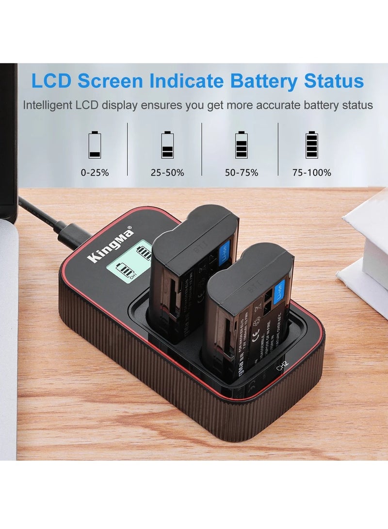 KingMa EN-EL15 EN EL15 Battery LCD USB Dual Charger with 2 Batteries Kit Replecement Battery and Charger For Nikon Z5 Z6 Z6II Z7 Z7II D500 D600 D610 D750 D780 D800 D800E D810 - Image 5