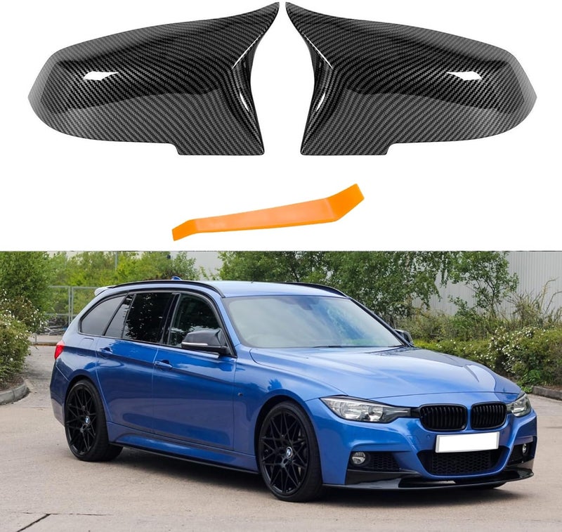 BLWGROW Door Mirror Covers Side Mirror Cover Caps for BMW F20 F22 F23 F30 F31 F32 F33 F36 F87 M2 X1 E84 (Carbon Fiber Look) - Image 1