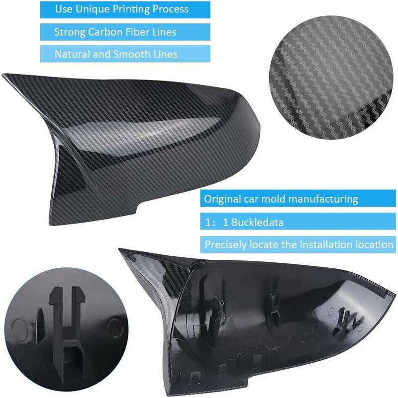 BLWGROW Door Mirror Covers Side Mirror Cover Caps for BMW F20 F22 F23 F30 F31 F32 F33 F36 F87 M2 X1 E84 (Carbon Fiber Look) - Image 3