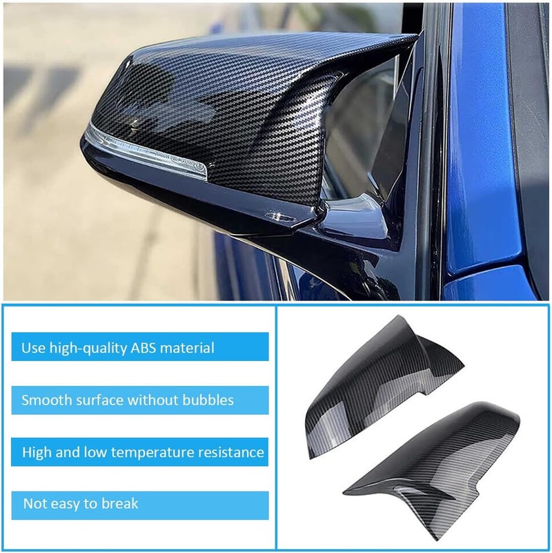 BLWGROW Door Mirror Covers Side Mirror Cover Caps for BMW F20 F22 F23 F30 F31 F32 F33 F36 F87 M2 X1 E84 (Carbon Fiber Look) - Image 4