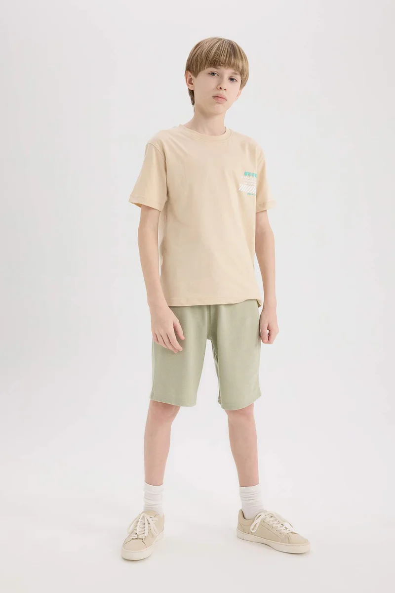 ديفاكتو Boy Crew Neck Back Printed Short Sleeve T-Shirt