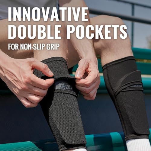 Northdeer Kids Soccer Shin Guards for Men incl Sleeves with Optimized Insert Pocket Protective Soccer Equipment for Boys Girls Adults Blue S - Image 3