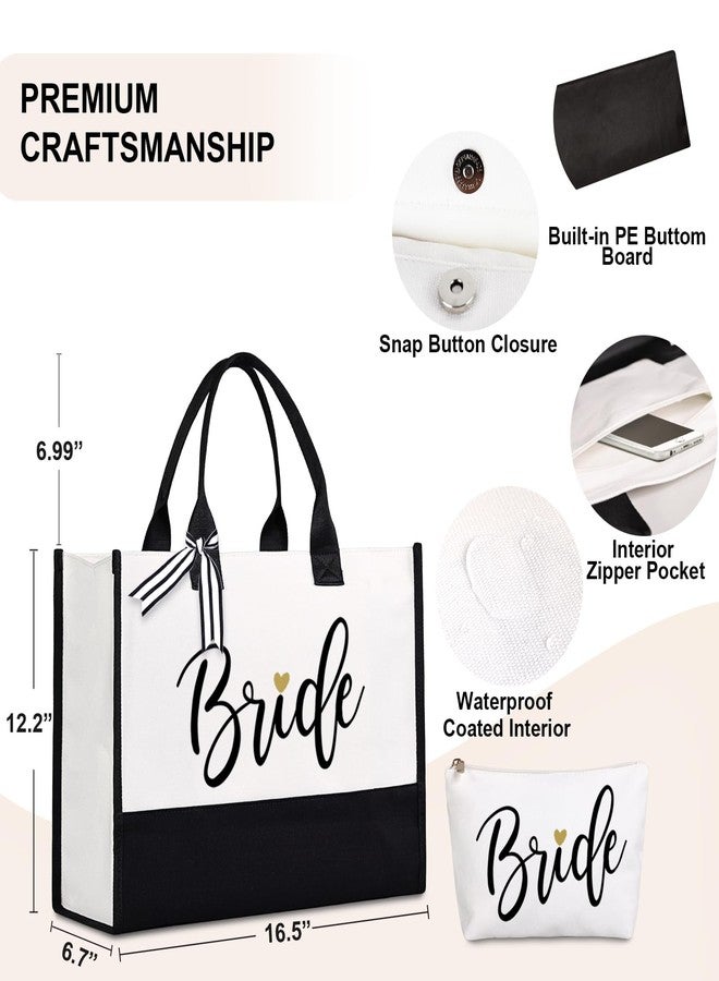 Lamyba Mother of the Bride Gifts,Mother of the Bride Tote Bag With Makeup Bag,Bridal Shower Gifts,Black and White - Image 4