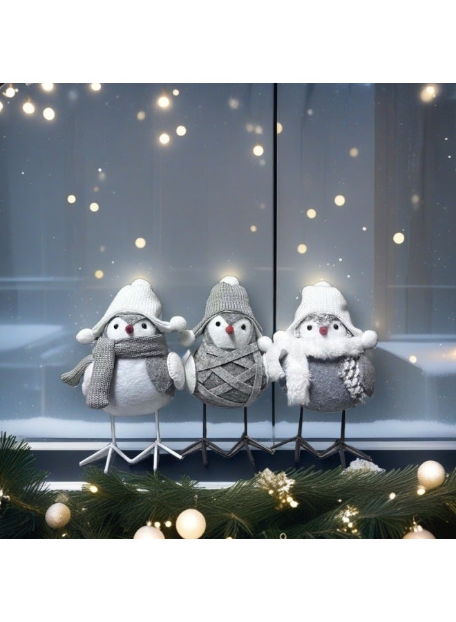 Cute High Color Value Diy Handmade Bird Plush Doll Desktop Window Ornaments Wholesale-Specifications:White Hat With Gray Body  - Image 3