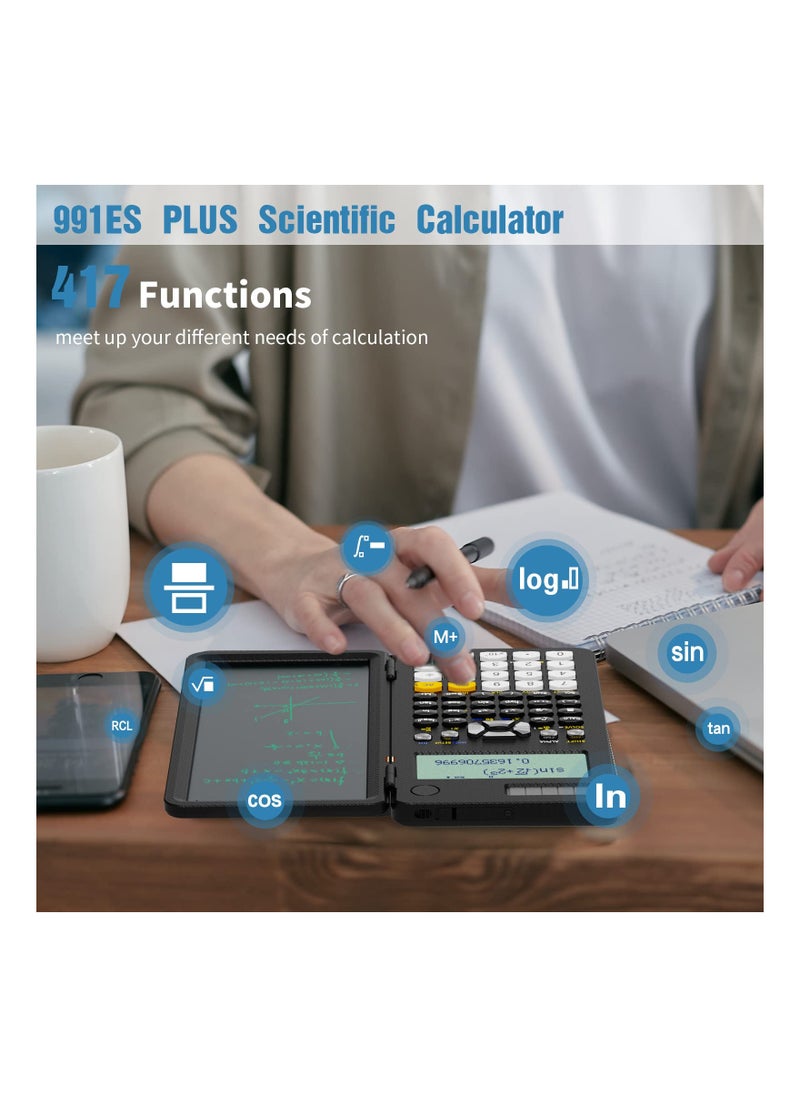 Generic Upgraded 991ES Plus Scientific Calculator Multiview 4-Line Display Scientific Calculators with Erasable LCD Writing Tablet Solar Battery Power Desktop Calculator with Notepad for School  - Image 3