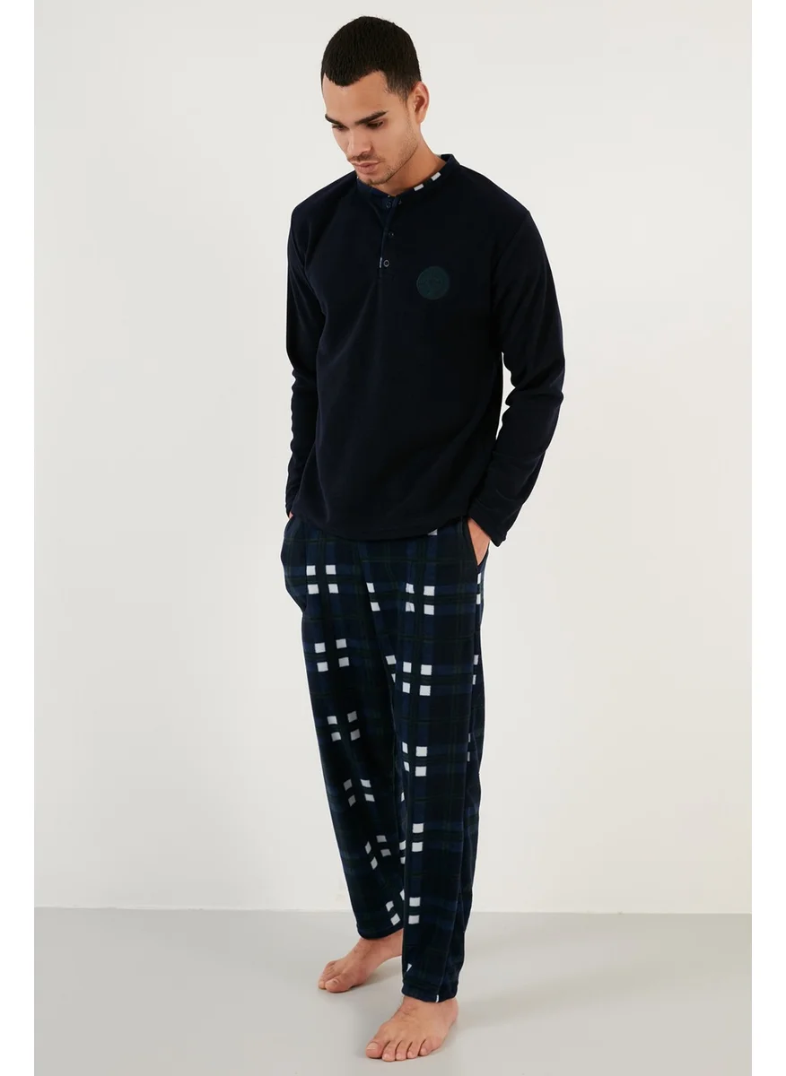 Buratti Regular Fit Crew Neck Winter Soft Textured Fleece Pajama Set Men's Pajama Set 6096100