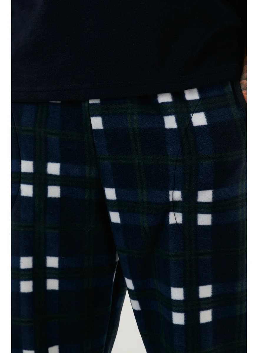Buratti Regular Fit Crew Neck Winter Soft Textured Fleece Pajama Set Men's Pajama Set 6096100