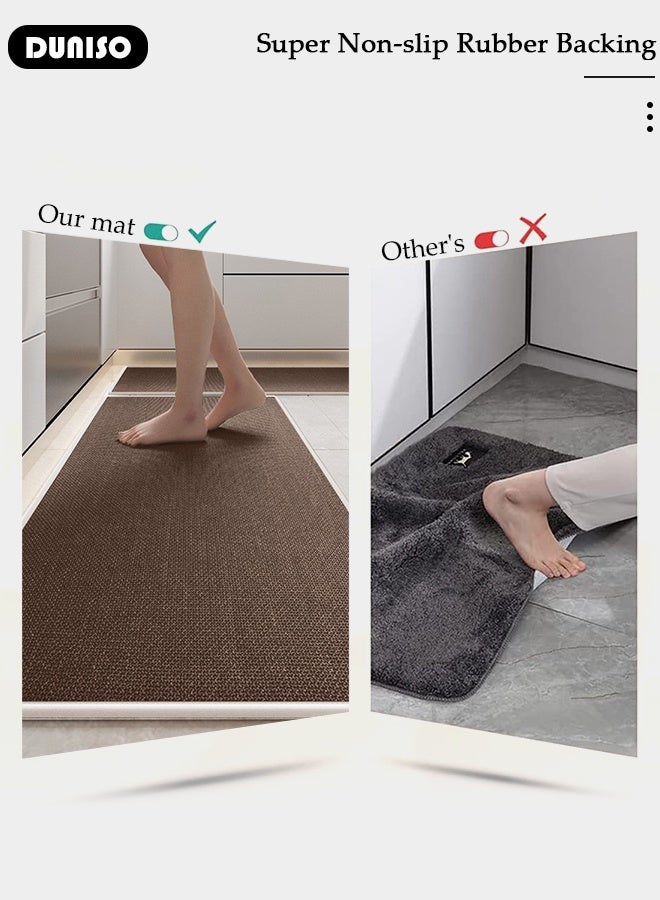 DUNISO 2 Pcs Kitchen Rugs and Mats Washable, Non Skid Rugs for Kitchen, Extra Soft and Absorbent Bath Rugs,Natural Rubber Bottom Kitchen Mat, Braid Jute Kitchen Floor Rug, for Kitchen Carpet in Front of Kitchen Sink（45*70cm/45*120cm） - Image 3