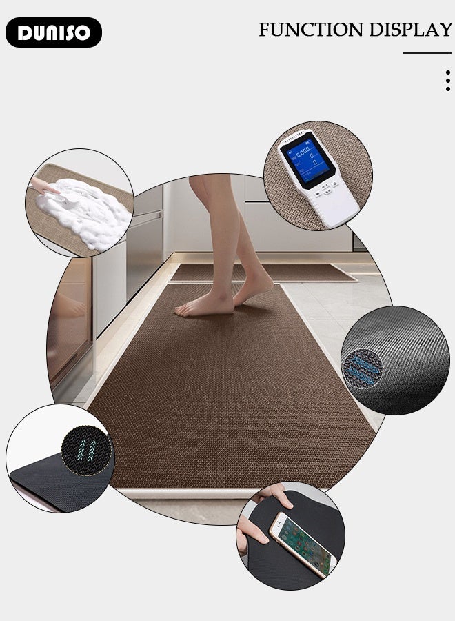 DUNISO 2 Pcs Kitchen Rugs and Mats Washable, Non Skid Rugs for Kitchen, Extra Soft and Absorbent Bath Rugs,Natural Rubber Bottom Kitchen Mat, Braid Jute Kitchen Floor Rug, for Kitchen Carpet in Front of Kitchen Sink（45*70cm/45*120cm） - Image 4